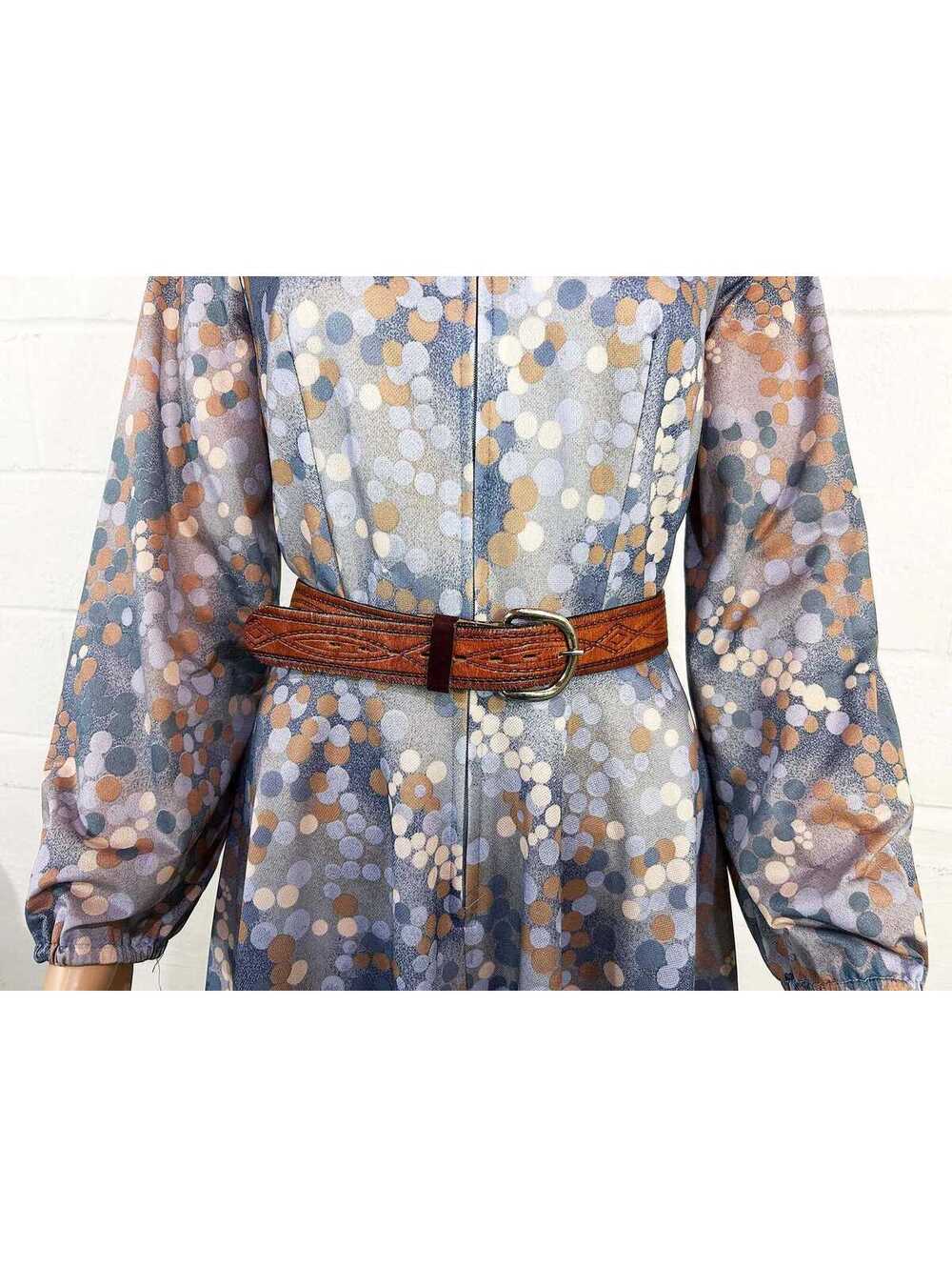 Stamped Leather Belt Western Rockabilly Embossed Brass Buckle Large 1970s